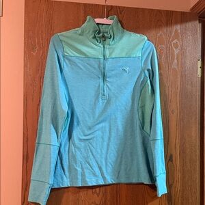 Puma Teal Quarter-Zip Active Pullover